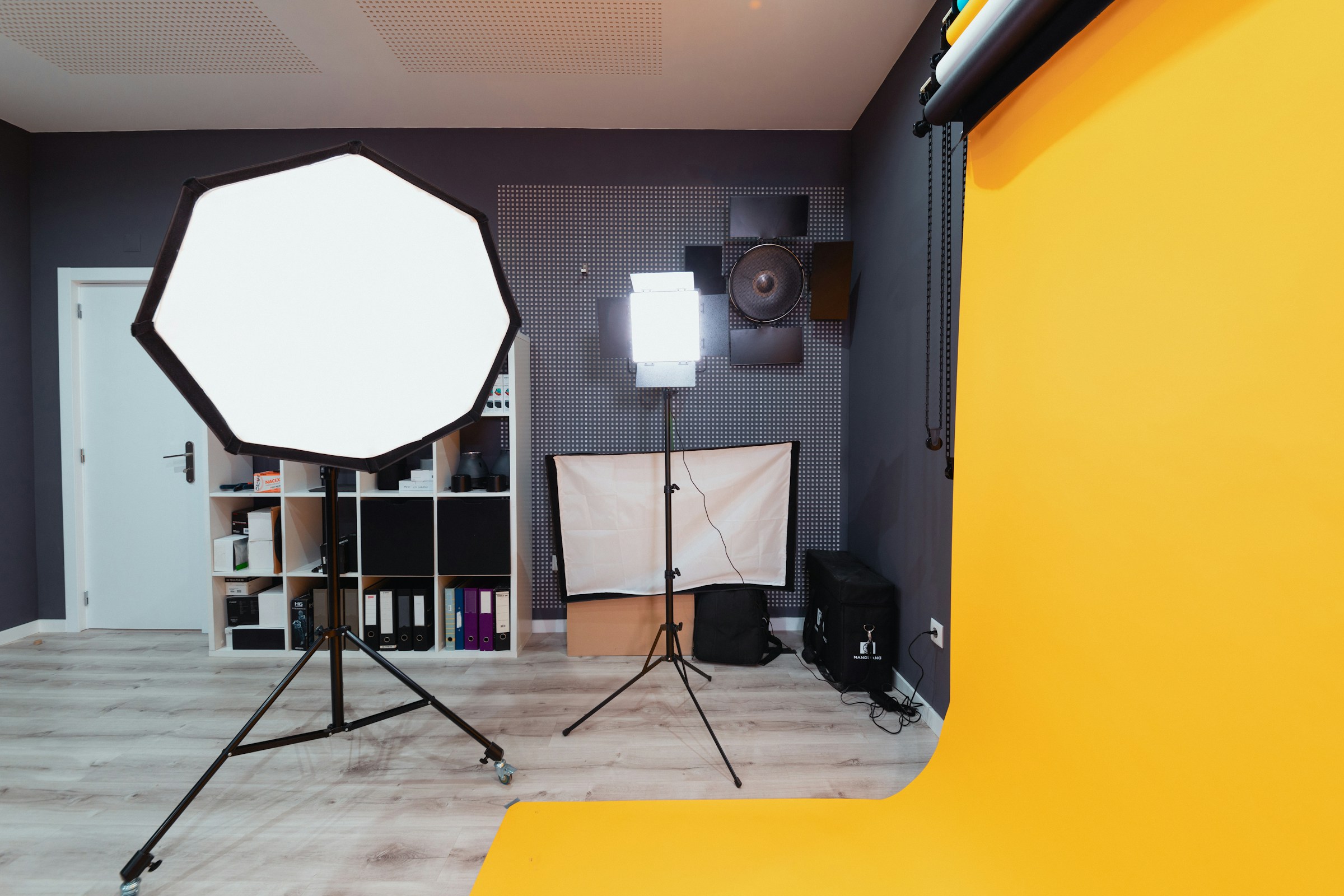 Photography and video studio with light and tripod