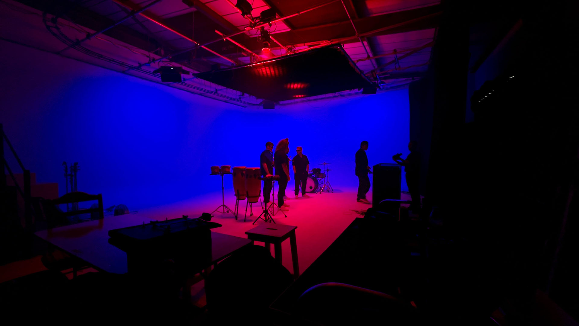 Cineview Studios infinity cove set lit for a live performance