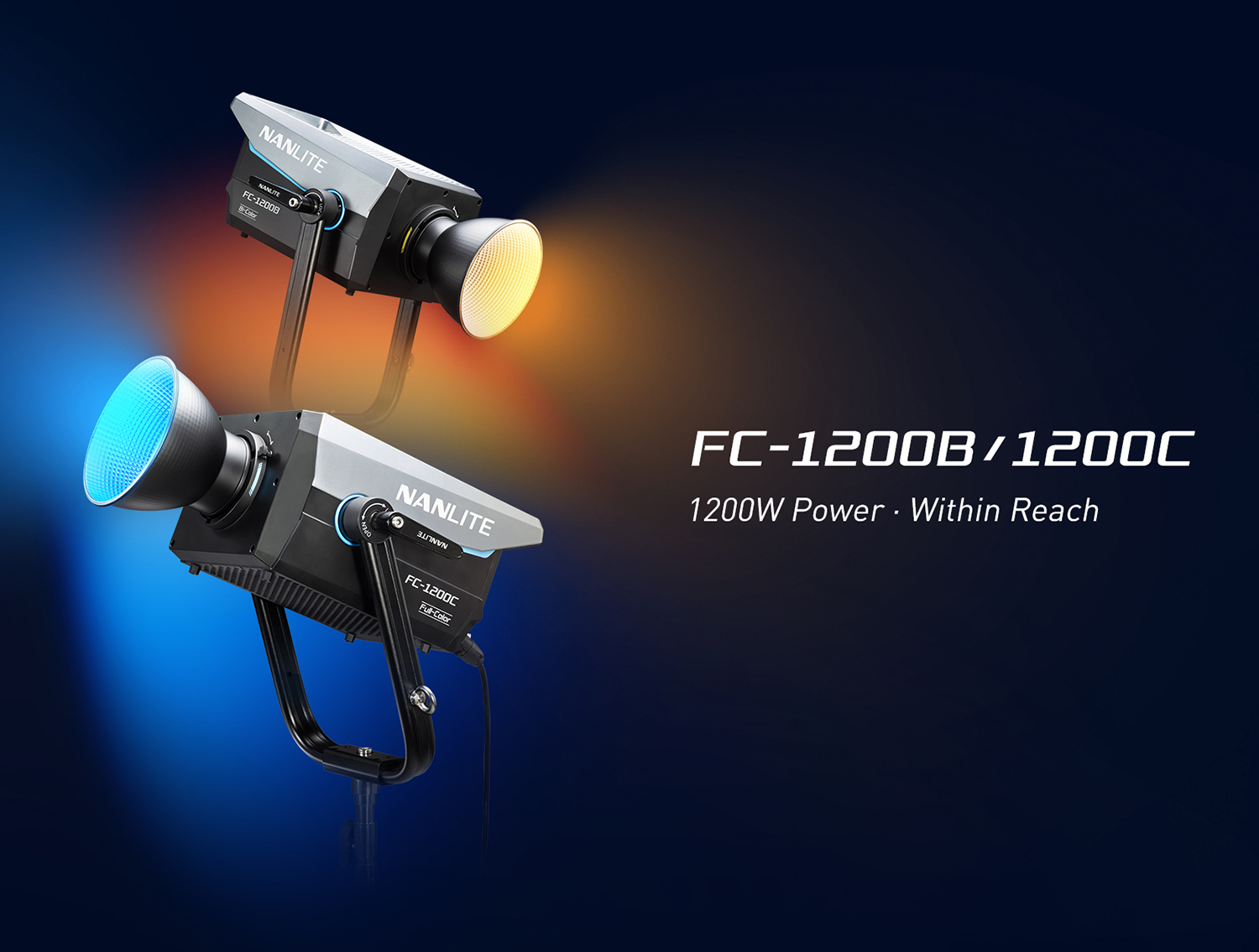 Nanlite FC-1200B bi-colour and FC-1200C full-colour LED spotlights
