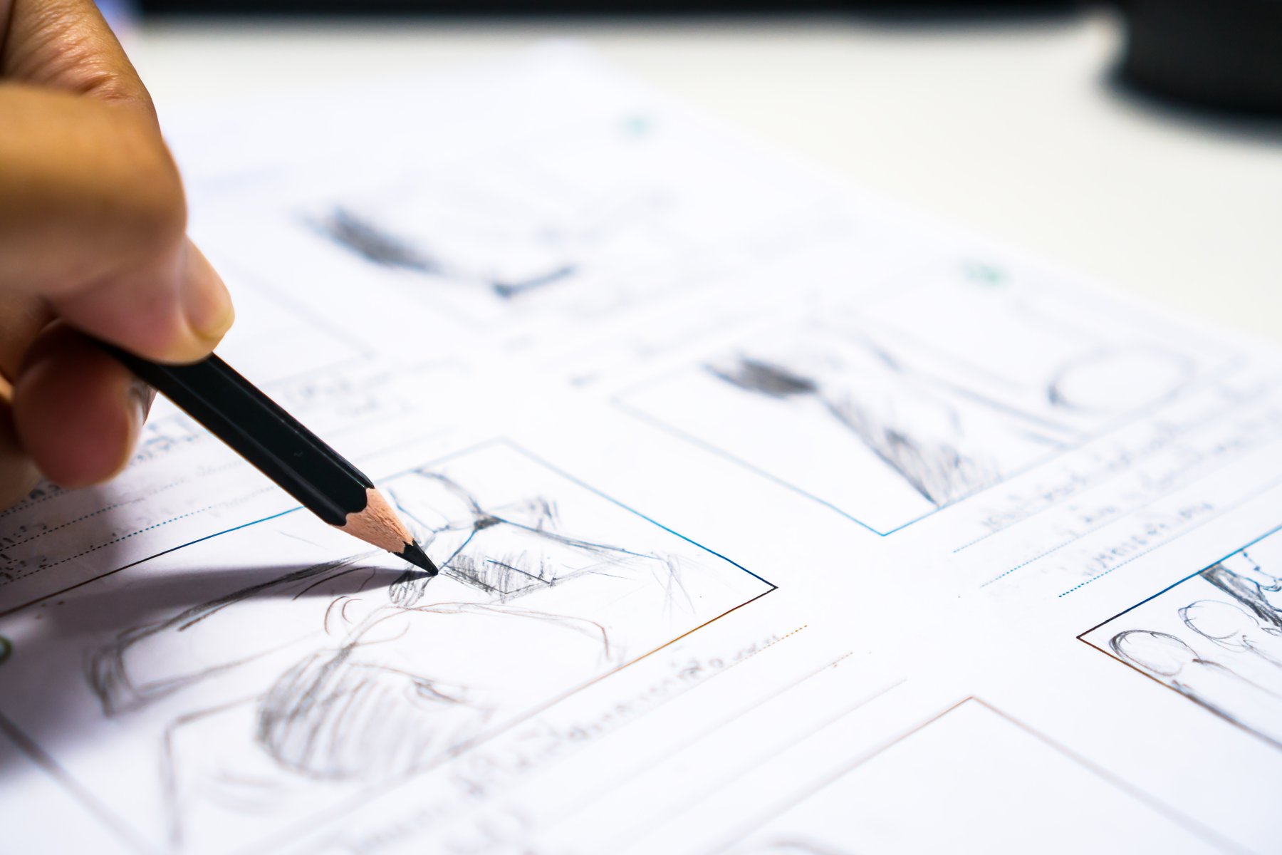 Storyboard being drawn for a filmed story