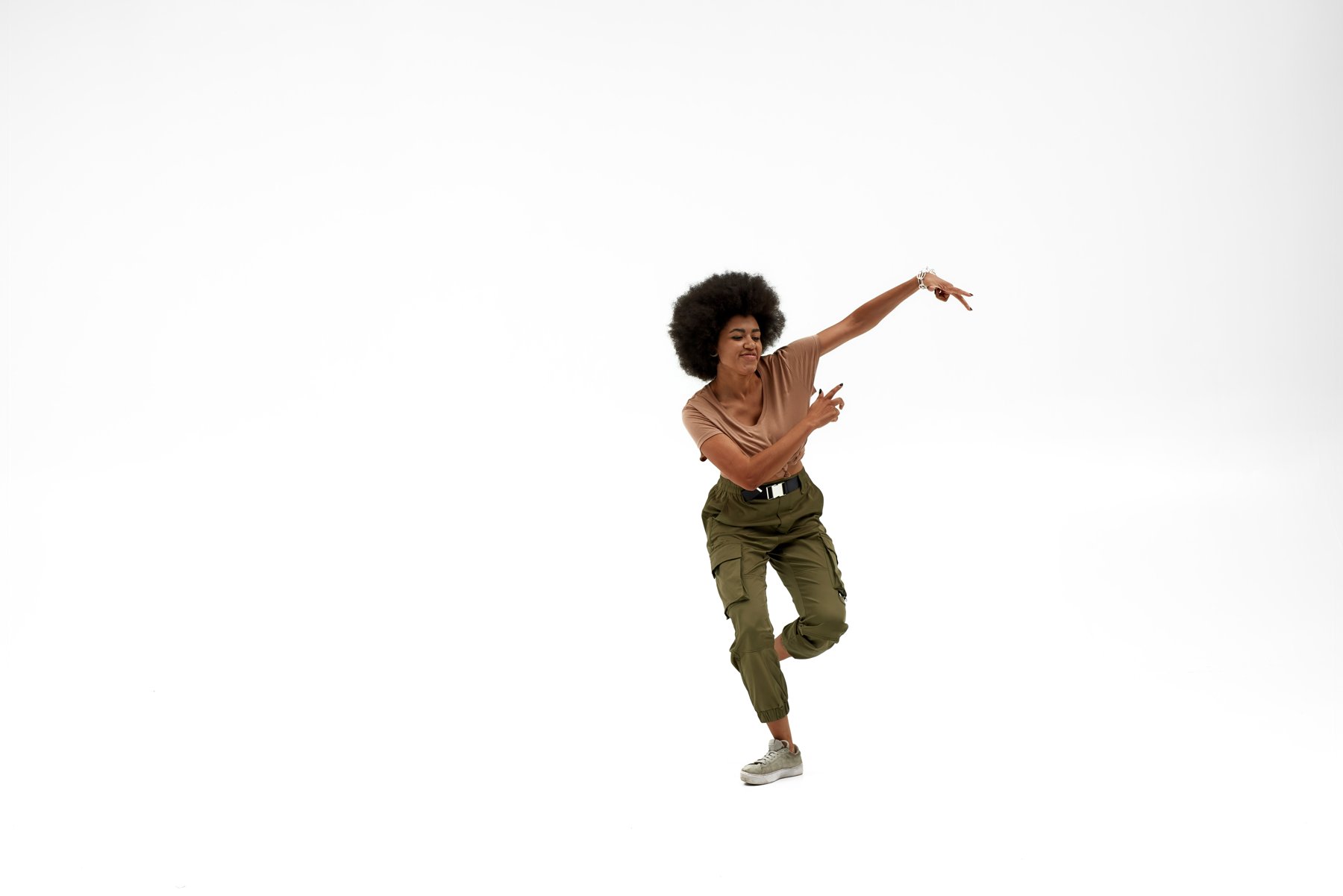 Solo dancer performing an expressive hip-hop movement