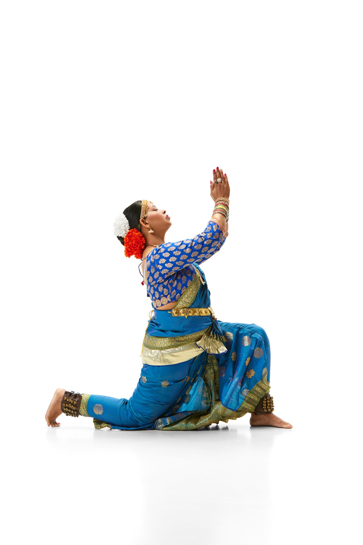 Indian classical dancer performing in traditional costume