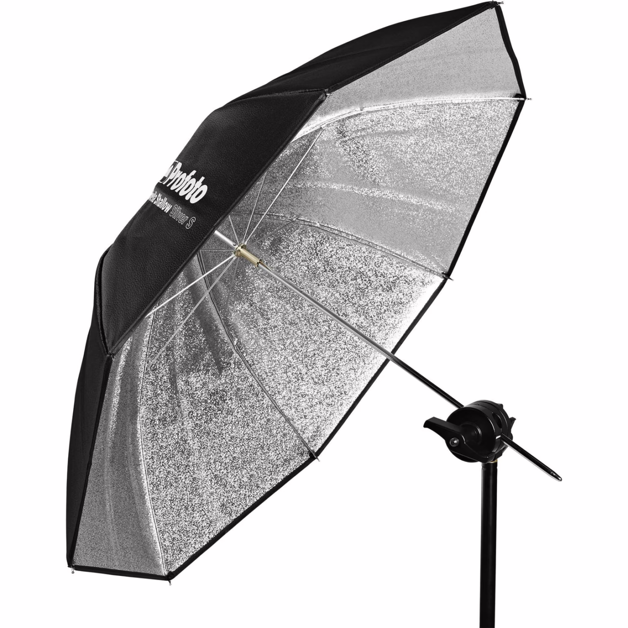 Profoto Shallow Silver Small Umbrella available for studio equipment hire at Cineview Studios London