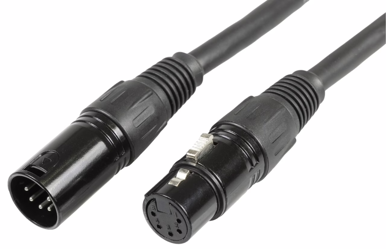 Coiled DMX lighting control cable