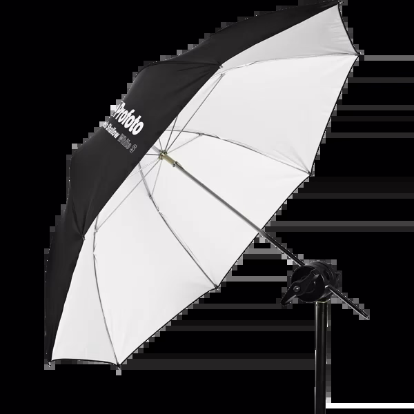 Profoto Shallow White Small Umbrella available for studio equipment hire at Cineview Studios London