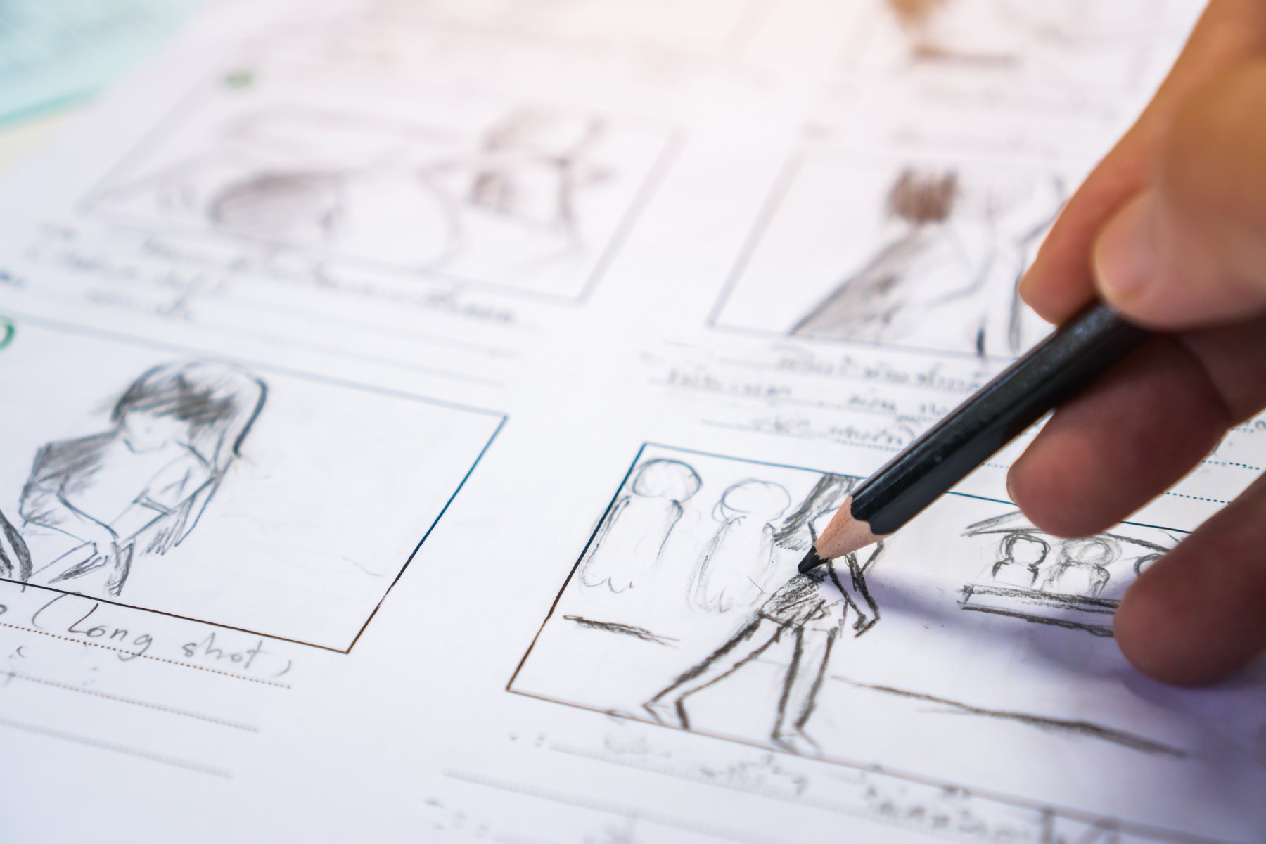 Storyboard being drawn before a commercial shoot