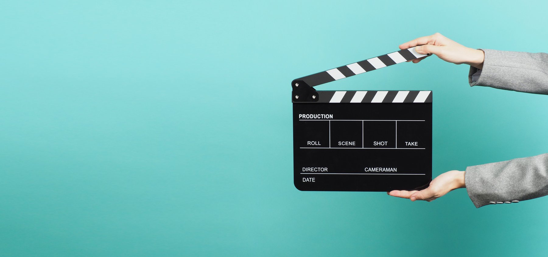 Clapperboard held ready to identify a film take