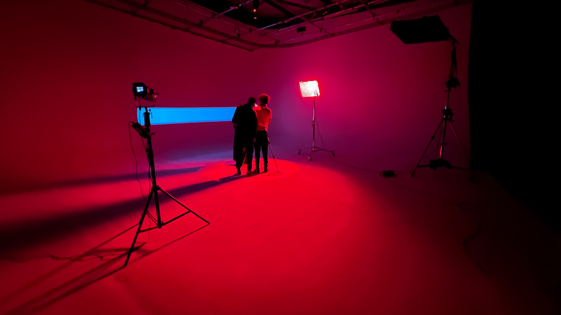 Professional music video studio hire production inside the white infinity cove at Cineview Studios London