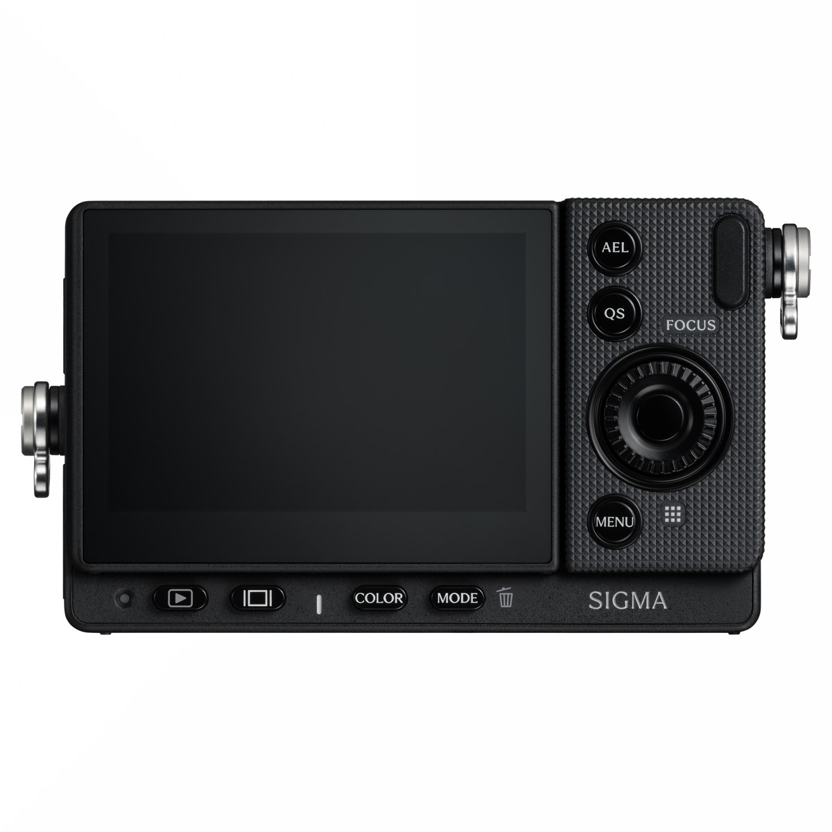 Rear view of Sigma FP2 showing the LCD screen, control dial and buttons